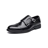 DXSYGMBN Chaussures Homme À Double Monk Strap Élégantes pour Tenue Business Décontractée, Bureau & Événements Formels,Noir,43 EU