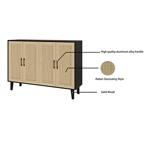 Panana FRSB58ACC Buffet Storage Cabinet With Rattan Decorating 4 Doors Living Room Kitchen Sideboard 48.43 X 34.65 X 15 Inch thumb #7