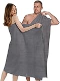 altego Saunahandtuch 100 x 200 cm Grau – Saunatuch Baumwolle, Badehandtuch groß, Premium Qualität
