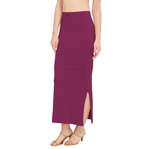 Image of DESI GIRL Cotton Lycra Stretchable Saree Shapewear Petticoat with Drawstring for Women | Fishcut Saree Petticoat with Side Slit for Easy Movement | Saree Shaper | Long inskirt