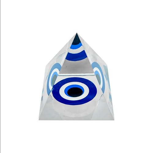 Image of Evil Eye Pyramid | 3-Inch | Protective Pyramid for Warding Off Negative Energy and Bringing Good Luck|Spiritual Decor for Home and Office