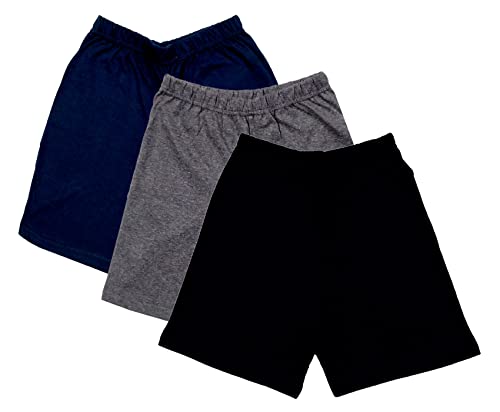 Image of IndiWeaves Kids Pure Cotton Solid Shorts /Hot Pant for Boys and Girls - Regular Fit [Pack of 3] Navy Blue, Dark Grey, Black