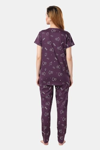 Image of Fabme Womens Cotton Pre and Post Pregnancy Maternity Top and Pyjama Set