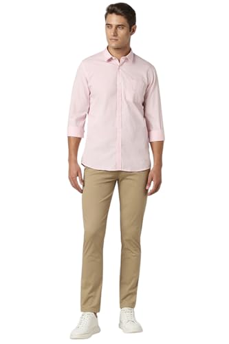Image of Peter England Men's Solid Slim Fit Full Sleeve Casual Shirt| 100% Cotton