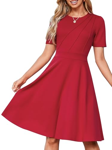 Image of YIOYOLA Fit and Flare Work Dresses for Women Business Casual Office Church Cocktail Party Aline Dress with Pockets