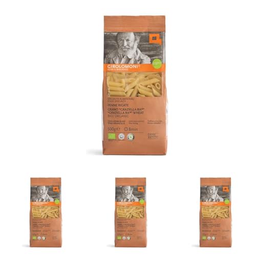 Girolomoni, Graziella ra® - penne semintegrali trafilate al bronzo bio, 500g (Confezione da 4)