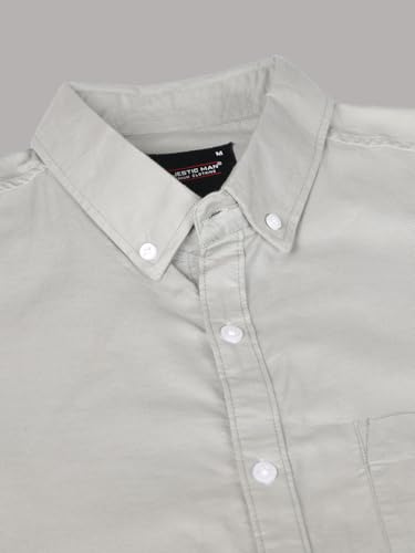 Image of Majestic Man Classic Slim Fit Solid Cotton Casual Shirt with Button-Down Collar