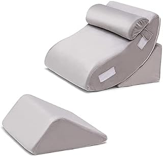 Multigot 4PCS/6PCS Bed Wedge Pillow, Memory Foam Incline Cushion System with Removable Headrest, Adjustable Back Support Triangle Elevation Pillow for Reading and Sleeping (4PCS)
