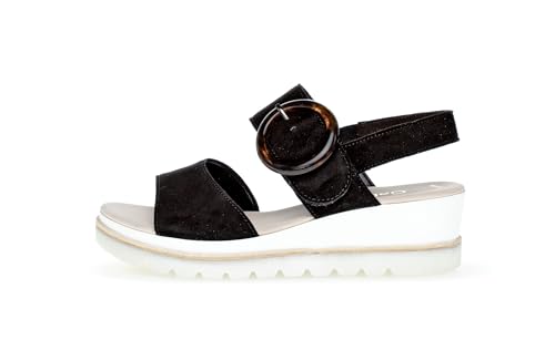 Black Solid Sandal by Gabor USA2