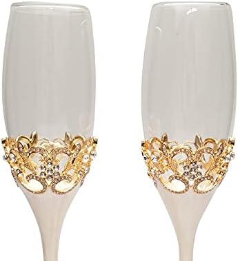 Lassos Boutique Crystal Wedding Champagne Toasting Flutes, Gift Set for Bride and Groom, Set of 2 image 3