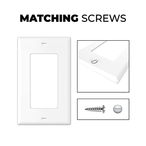 Tania Wiring Devices Light Switch Cover, Decorator/Gfci Wall Plates, 1-Gang Standard Size Electrical Outlet Cover, Unbreakable, Polycarbonate Thermoplastic, Ul Listed - White #TOP6