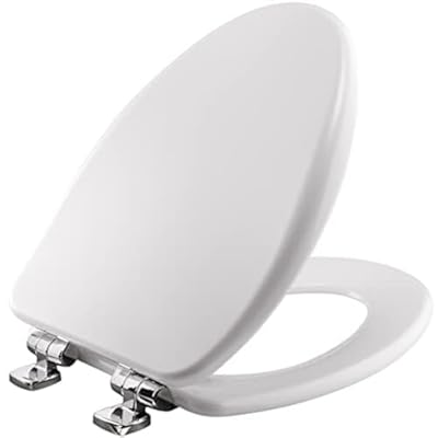 Bemis 19170CSLA 000 Alesio Toilet Seat with Chrome Hinges will Slow Close, Never Loosen and Provide the Perfect Fit, ELONGATED, High Density Enameled Wood, White