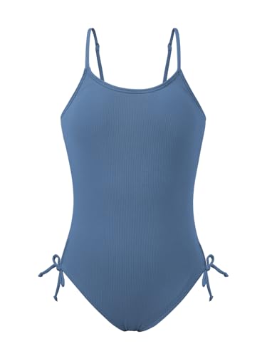 Girls One Piece Swimsuits with Spaghetti Strap Ribbed Swimming Bathing Suit Swimwear for Kids Girls 9 10 11 12 13 14 15 16 Years