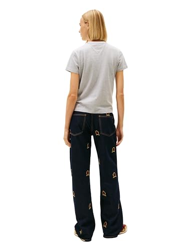 Image of Tommy Jeans Women's Graphic Tee with Printed Flag Logo Detail