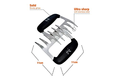 Grill Gods Meat Claws - Stainless Steel Smoker Accessories - Ultra-Sharp Meat Shredder Will Easily Tear Up Pulled Pork, Chicken, And Brisket - With Heat Resistant Handles #TOP6