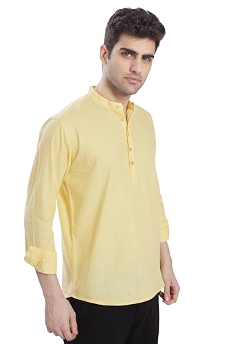 Image of DIVISIVE Men's Slim Fit Full Sleeves Cotton Short Kurta