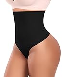 YARRCO Tanga Faja Reductora Mujer Invisible Braguita Moldeadora Adelgazante Vientre Plano Cintura Alta sin Costuras Postparto Shapewear Control de Barriga Thong String (Negro,S)