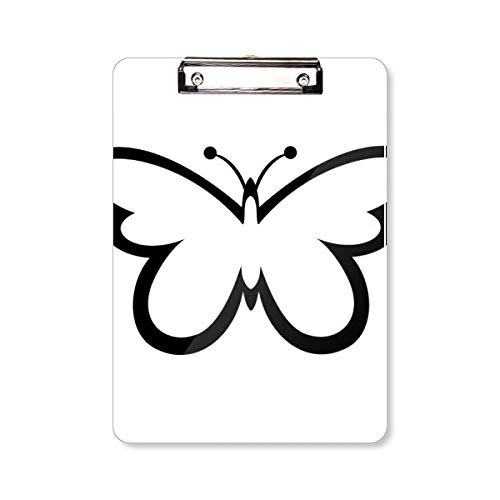 Porte-bloc A4 noir motif papillon volant avec pince haute résistance