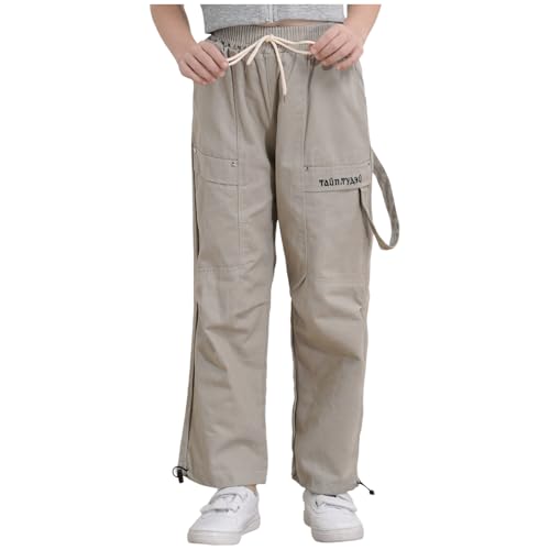 Loyan Boys Girls Straight Wide Leg Pants High Waist Joggers Sweatpants Baggy Cargo Trousers3