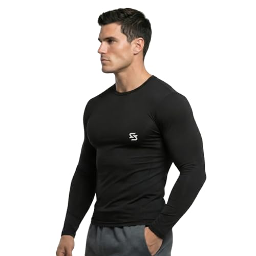 Image of Men's Cool Dry Short Sleeve Compression Shirts, Sports Baselayer T-Shirts Tops, Athletic Workout Shirt
