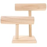 SUPVOX Soporte de Madera para Pulseras y Collares de 2 Niveles, Organizador de Joyas Compacto para Exhibición y Almacenamiento en Hogar, Estante Decorativo para Accesorios de Moda