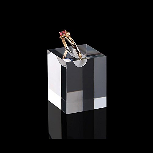 Clear Acrylic Display Stands for Rings High Grade Shiny Blocks Trade Show Exhibit Photo Props 3PC Set - Thumbnail 3