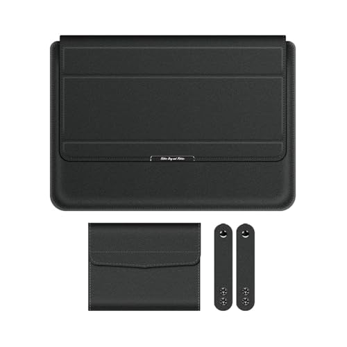 BEMMY Capa Case Para Notebook Macbook Air Pro 13/14'', 15.4/15.6/16.1'', Capa de Couro PU 3 em 1 Para Portátil e Notebook (13/14'') (Preto)