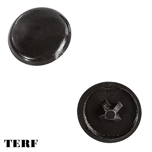 TERF® Black Press-Fit Pozi Screw Cover Cap 12mm (1/2 Inch) Diameter Push It Clip On Covers for Pozidriv Head Most of diameter 6g - Image 3