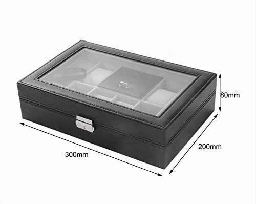 MR Maestro Relojero - Vitrina para Guardar 8 Relojes, Gemelos y Joyas | Piel sintética e Interior Aterciopelado Grey | Ideal para Organización de Joyas y Relojes, Muy Practico, Estupendo para Regalo