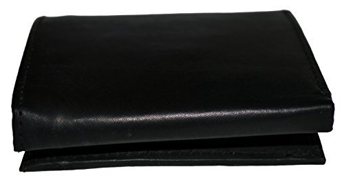 100% Leather Tri-fold Mens Wallet with flap black3