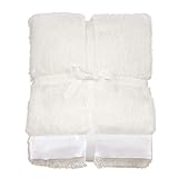 Mud Pie Ivory Satin Trim Blanket, White, 34' x 28'