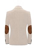 Mens' Suit Corduroy Blazer Jacket with Elbow Patch Notched Lapel Casual Slim Fit Tuxedo Blazer Coat Wedding Party Prom Beige
