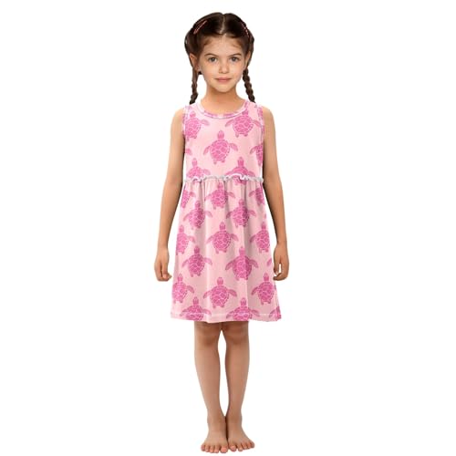 Girls and Toddlers'Sleeveless Pink Sea Turtle Summer Casual Dresses for Home Party Beach 2-8 Years4