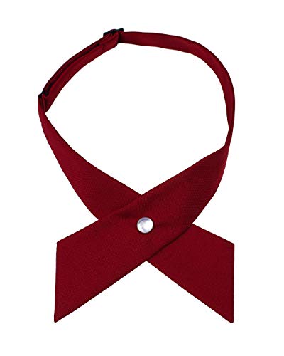 Levao Solid Color Criss-Cross Tie, Girls' School Uniform Cross Adjustable Bowtie PB306-D Burgundy