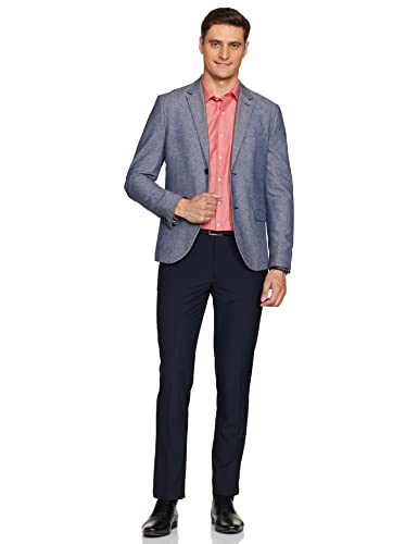 Image of Park Avenue Men's Poly Viscose Blend Plain Pattern Super Slim Fit Flat Front Formal Trouser