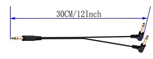 zdyCGTime Gold Plated 1/4 Inch 6.35mm Male to 90° 2 6.35mm 1/4 Inch Male TRS Stereo Y Splitter Audio Cable,3Pole 6.35mm to 2Pole 2 6.35 Audio Y Splitter Cable.(30CM/1Pack) - Image 2