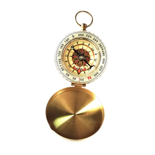Brújula de bolsillo portátil Healifty con cubierta retro de latón miniatura 1