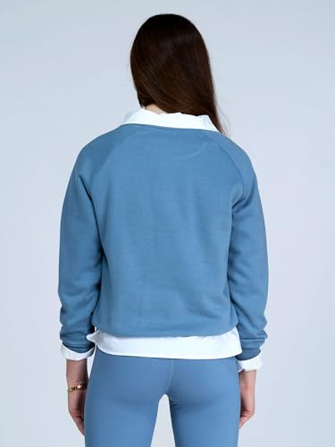 Image of CAVA Essential Sweatshirt for Women | Brushed Fleece, Round Neck, Full Sleeves, Ribbed Cuffs, Embroidery Detail | Cozy Loungewear & Travelwear