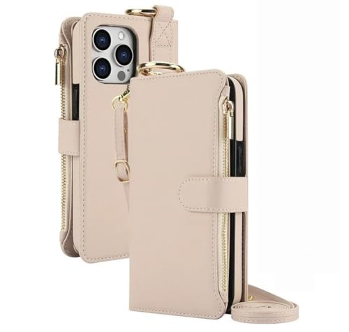 Étui portefeuille en cuir avec fermeture éclair pour iPhone 12