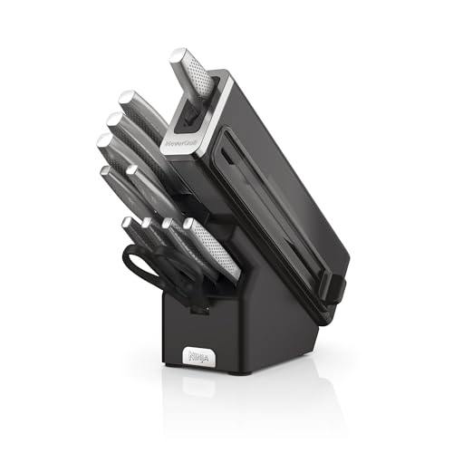 NeverDull Essential 12-Piece Stainless Steel Knife Set With Built-in Sharpener - COMFORTABLE GRIP: Lightweight Handle Is Textured And Slip Resistant