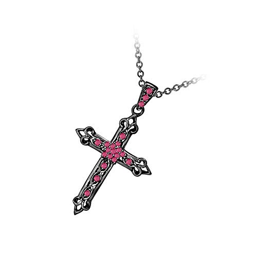 Round Cut 14k Gold Over .925 Sterling Silver Ruby Fleur-de-lis Cross Pendant Necklace Christmas Special For Womens.2