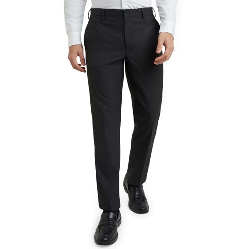 Image of Park Avenue Men Regular Fit Stripe Pattern Poly Viscose Blend Flat Front Formal Trouser