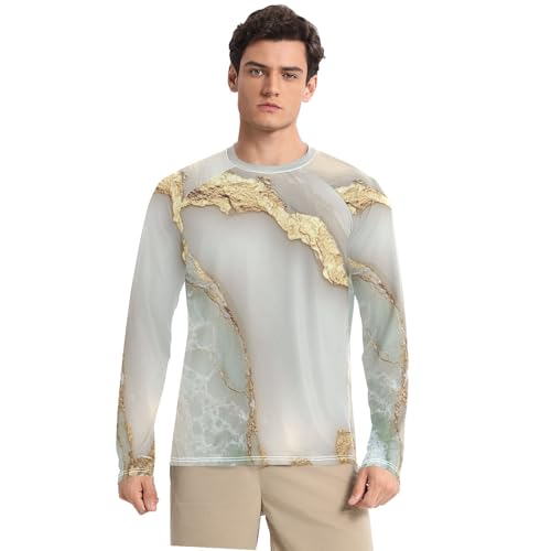 Marble White White Long Sleeves UPF 50+ Quick Drying Elasticity Mens Sun Shirts Protection Long Sleeve Outdoors