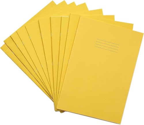 Rhino A4 Exercise Books, 80-Page / 7mm Squared Paper Notebook, 10-Pack, Office & School Stationery Supplies, Yellow
