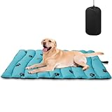 BINGPET Outdoor Travel Dog Bed for Large/Medium Dogs,Portable Waterproof Camping Mat with Carry Bag,Foldable Outside Bed,Machine Washable Indoor Pet Mat for Small,Medium and Large Dogs 35