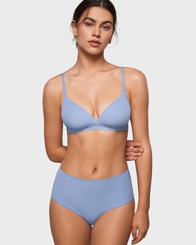 Image of INLYRIC Women's Inbarely Triangle Bralette Comfortable Unlined V Neck Wireless Smoothing Bra Top Stretch