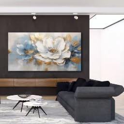 Peinture à l'huile de fleurs dorées KEMEIQI 40x60cm pour salon