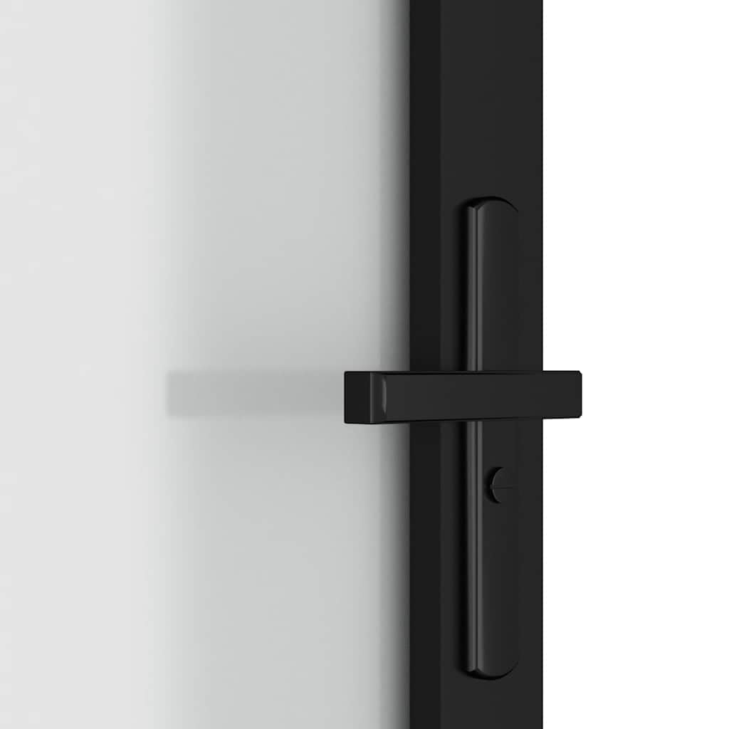 vidaXL Innentür Modernes Design Glastür Komplettset Zimmertür Tür Drehtür Wohnungstür mit Montagezubehör 83x201,5cm Schwarz Mattglas Aluminium