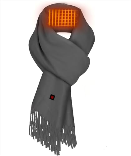 Qdreclod Beheizter Schals für Damen Herren Schal Beheizte mit einem 5000 mAh Akku USB Wiederaufladbar Schal Warm Herbst und Winter Schals mit 3 Stufen Einstellbarer Temperatur Wrap Heizschal
