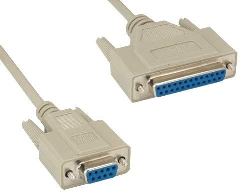 KENTEK 6 Feet FT DB9 Female to DB25 Female Null Modem Serial Printer Cable Cord 28 AWG F/F Molded D-SUB RS-232 Crossover 9 to 25 Pin for DTE PC Mac Linux Data Transmission Communication